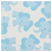 Cute Blue Elephant Nursery Fabric Stof (Close Up)