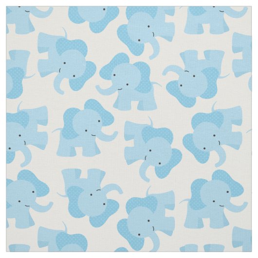 Cute Blue Elephant Nursery Fabric Stof (Swatch)