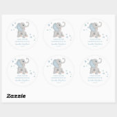 Cute Blue Elephant Waterverf Baby shower Favor Ronde Sticker (Vel)