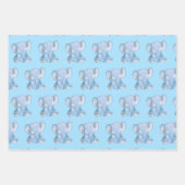 Cute Blue Elephant Wrapping Paper Set (Voorkant 3)