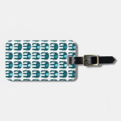 Cute Blue Elephants Pattern GEPERSONALISEERD Bagagelabel (Voorkant horizontaal)