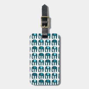 Cute Blue Elephants Pattern GEPERSONALISEERD Bagagelabel