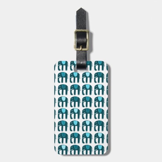 Cute Blue Elephants Pattern GEPERSONALISEERD Bagagelabel (Voorkant verticaal)