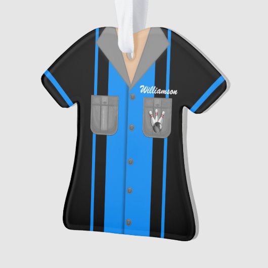 Cute Blue en Black Bowling Shirt Ornament (voorkant)