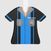Cute Blue en Black Bowling Shirt Ornament (voorkant)