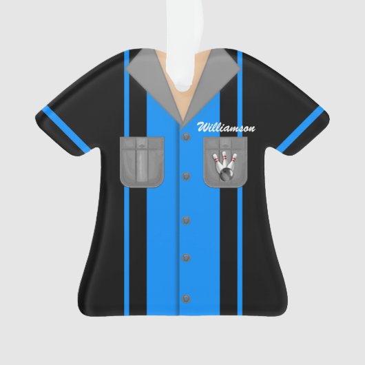 Cute Blue en Black Bowling Shirt Ornament (voorkant)
