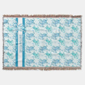 Cute Blue en Blauwgroen Octopus Baby's Name Zee Li Deken (Voorkant)