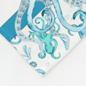 Cute Blue en Blauwgroen Waterverf Octopus Baby's N Fleece Deken (Hoek)
