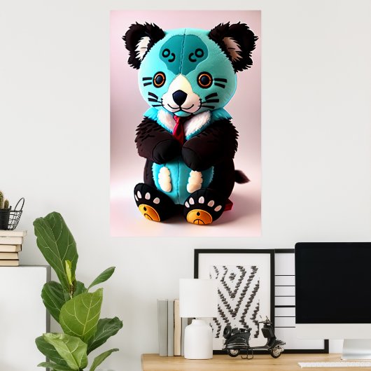 Cute blue en brown koala plush speelgoed | AI Art. Poster (Thuiskantoor)