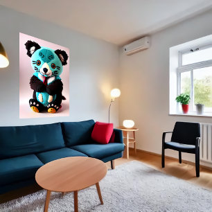 Cute blue en brown koala plush speelgoed   AI Art. Poster