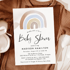 Cute Blue en Brown Waterverf Rainbow-Baby shower Kaart