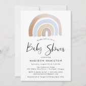 Cute Blue en Brown Waterverf Rainbow-Baby shower Kaart (Voorkant)