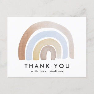 Cute Blue en Brown Waterverf Rainbow Hartelijk dan Briefkaart
