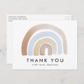 Cute Blue en Brown Waterverf Rainbow Hartelijk dan Briefkaart (Voorkant / Achterkant)