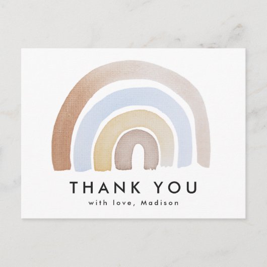 Cute Blue en Brown Waterverf Rainbow Hartelijk dan Briefkaart (Voorkant)