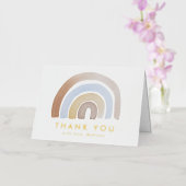 Cute Blue en Brown Waterverf Rainbow Hartelijk dan Folie Wenskaart (Orchidee)