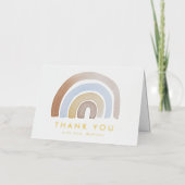 Cute Blue en Brown Waterverf Rainbow Hartelijk dan Folie Wenskaart (Voorkant)