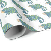 Cute Blue en Green Chameleon Lizard Gift Wrap Cadeaupapier (Rol Hoek)