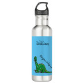 Cute Blue en Green Dinosaur Water Fles (Voorkant)