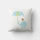 Cute Blue en Green Elephant Kussen (Voorkant)