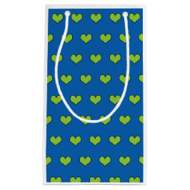 Cute Blue en Green Hearts Pattern Small Gift Bag Klein Cadeauzakje