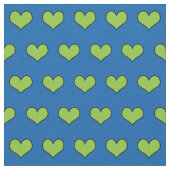 Cute Blue en Green Hearts Pattern Stof (Close Up)