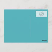 Cute Blue en Green Owl op Blue and White Chevron Briefkaart (Achterkant)