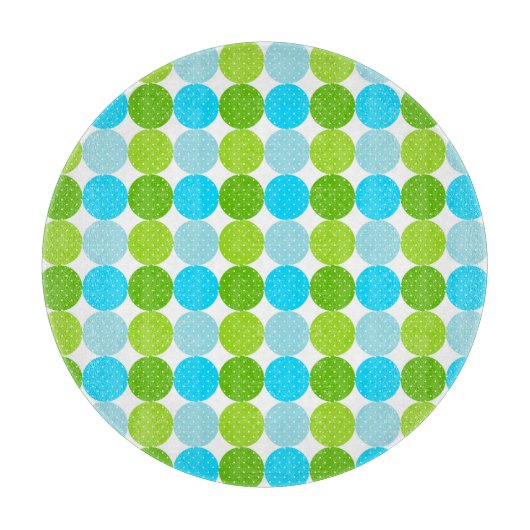 Cute Blue en Green Polka Dot Pattern Snijplank (Voorkant)