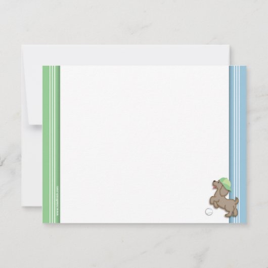 Cute Blue en Green Sporty Puppy Note Card Bedankkaart (Achterkant)