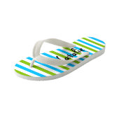 Cute Blue en Green Stripe Persoonlijk Kinder Teenslippers (Schuin)