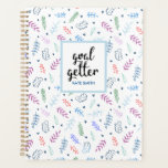 Cute Blue en Leaves Pattern met Hearts Planner<br><div class="desc">Begin het jaar rechts met deze schattige maar stijlvolle planner in een blauw en lavender bladeren patroon.</div>