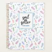 Cute Blue en Leaves Pattern met Hearts Planner (Voorkant)