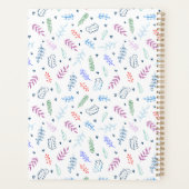 Cute Blue en Leaves Pattern met Hearts Planner (Achterkant)