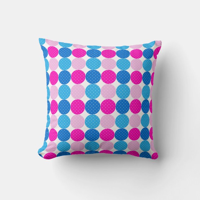 Cute Blue en Pink Polka Dot Pattern Kussen (Voorkant)