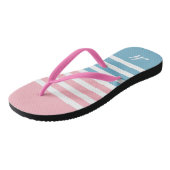 Cute Blue en Pink Stripes Pattern Teenslippers (Schuin)