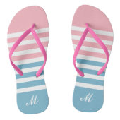 Cute Blue en Pink Stripes Pattern Teenslippers (Voetbed)