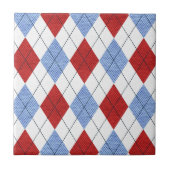 Cute Blue en Red Argyle Fabric Pattern Tegeltje (Voorkant)