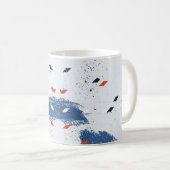 Cute Blue en Red Paint Splash and Bruske Strokes Koffiemok (Voorkant rechts)