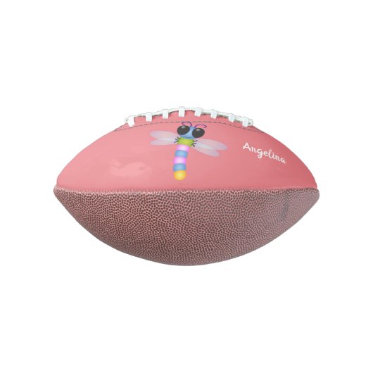 Cute blue en roze dragonfly cartoon illustratie american football (Gedraaid 90)