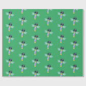 Cute blue en roze dragonfly cartoon illustratie cadeaupapier (Vlak)