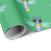 Cute blue en roze dragonfly cartoon illustratie cadeaupapier (Rol Hoek)