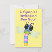 Cute blue en roze dragonfly cartoon illustratie kaart (Achterkant)