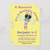 Cute blue en roze dragonfly cartoon illustratie kaart (Voorkant / Achterkant)