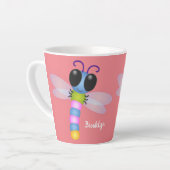 Cute blue en roze dragonfly cartoon illustratie latte mok (Linkerhoek)