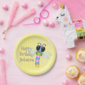 Cute blue en roze dragonfly cartoon illustratie papieren bordje (Feest)