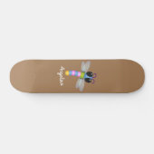 Cute blue en roze dragonfly cartoon illustratie persoonlijk skateboard (Horizontaal)