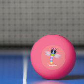 Cute blue en roze dragonfly cartoon illustratie pingpongbal (Net)
