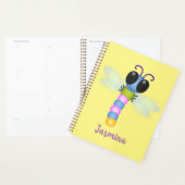 Cute blue en roze dragonfly cartoon illustratie planner (Display)