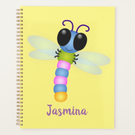 Cute blue en roze dragonfly cartoon illustratie planner (Voorkant)