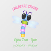 Cute blue en roze dragonfly cartoon illustratie raamsticker (Vel)